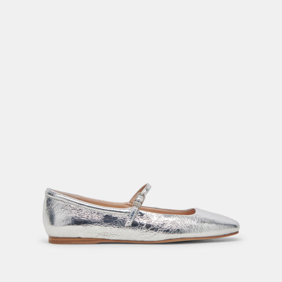 Flats & Loafers DOLCE VITA | Reyes Ballet Flats Silver Distressed Leather