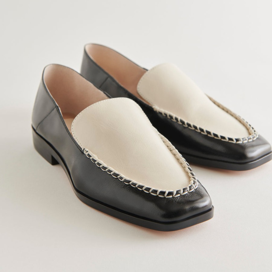 Flats & Loafers DOLCE VITA | Beny Wide Flats White Black Crinkle Patent