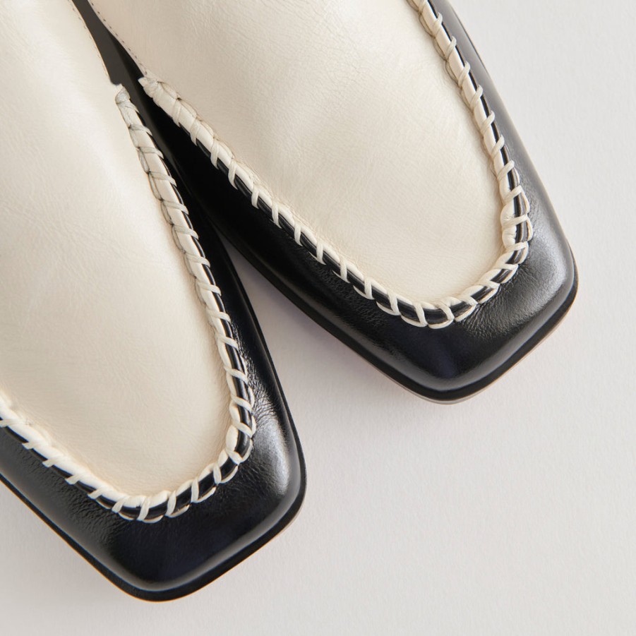 Flats & Loafers DOLCE VITA | Beny Wide Flats White Black Crinkle Patent