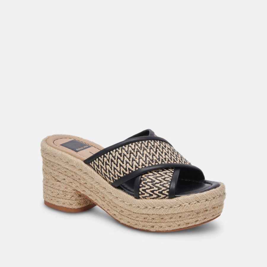 Wedges DOLCE VITA | Eldora Heels White Black Raffia