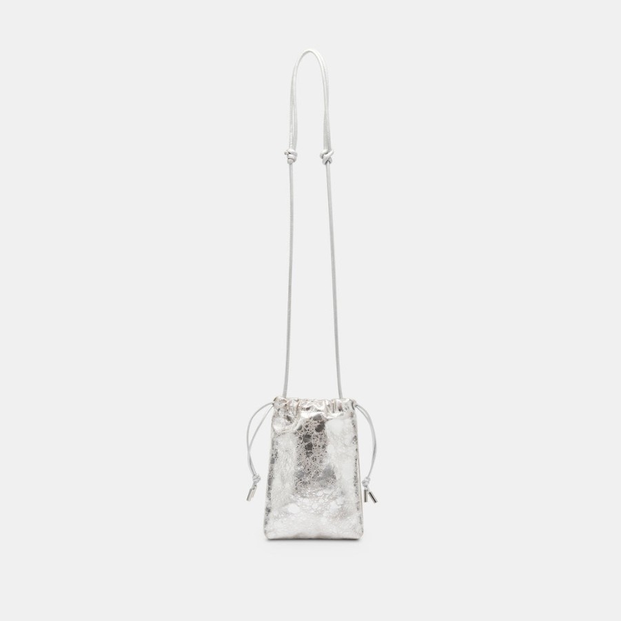 Handbags DOLCE VITA | Evie Crossbody Pouch Silver Distressed Leather