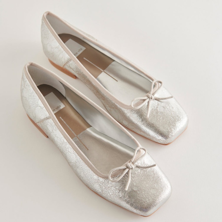 Flats & Loafers DOLCE VITA | Anisa Ballet Flats Silver Distressed Leather