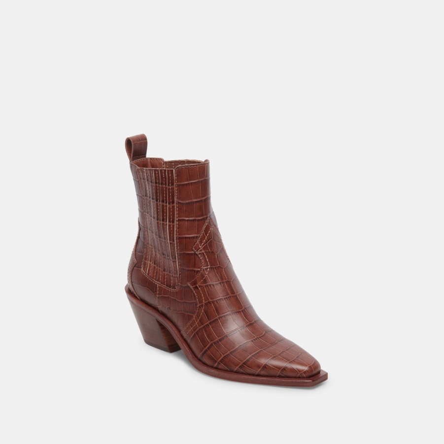 Boots & Booties DOLCE VITA | Senna Booties Walnut Embossed Leather