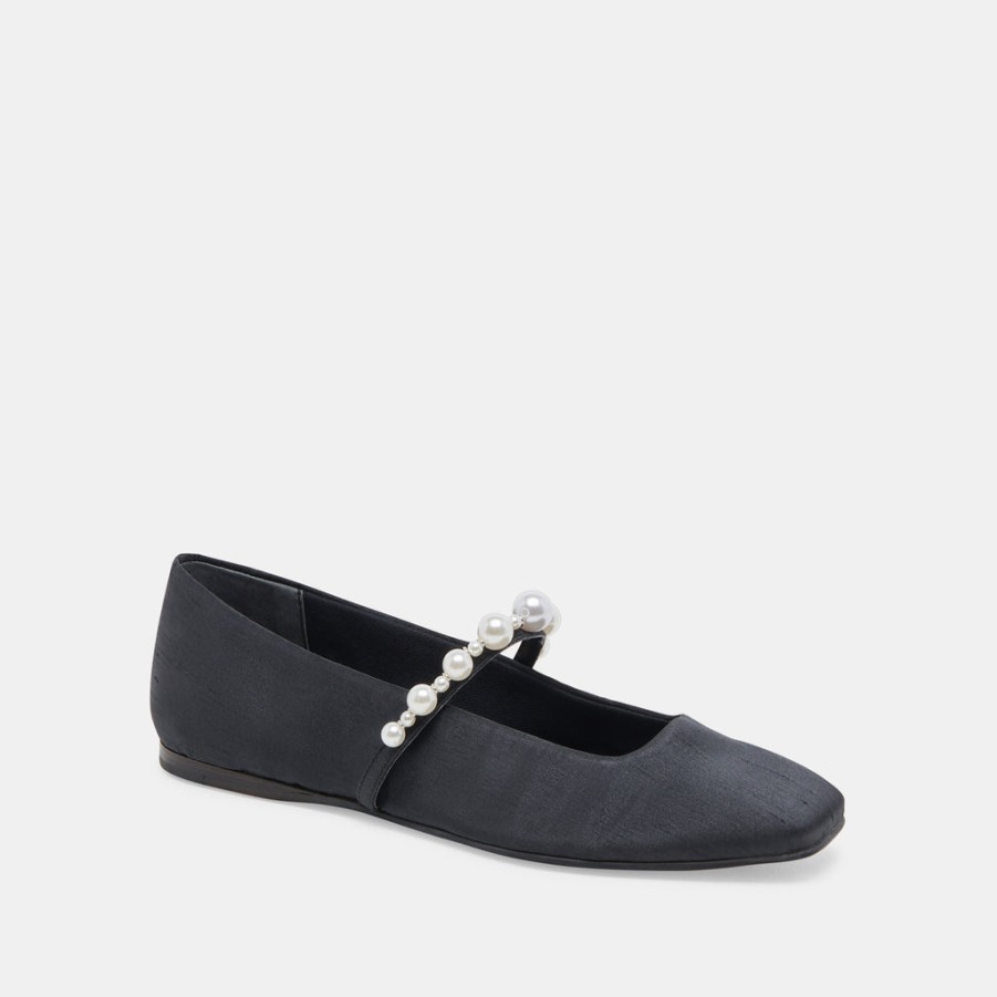 Flats & Loafers DOLCE VITA | Roxana Pearl Ballet Flats Onyx Satin