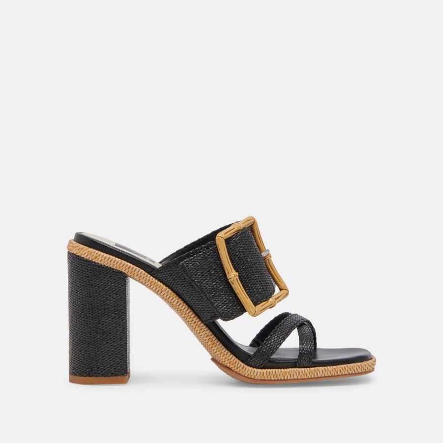 Sandals DOLCE VITA | Onnie Wide Heels Onyx Raffia