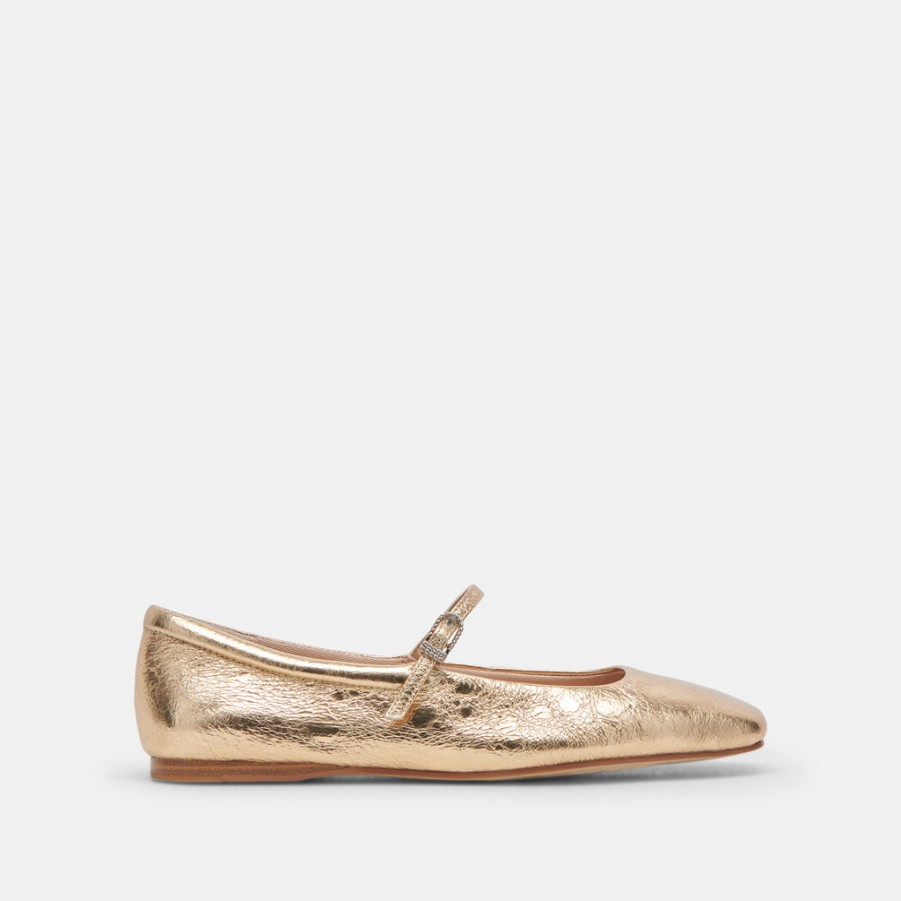 Flats & Loafers DOLCE VITA | Reyes Ballet Flats Gold Distressed Leather