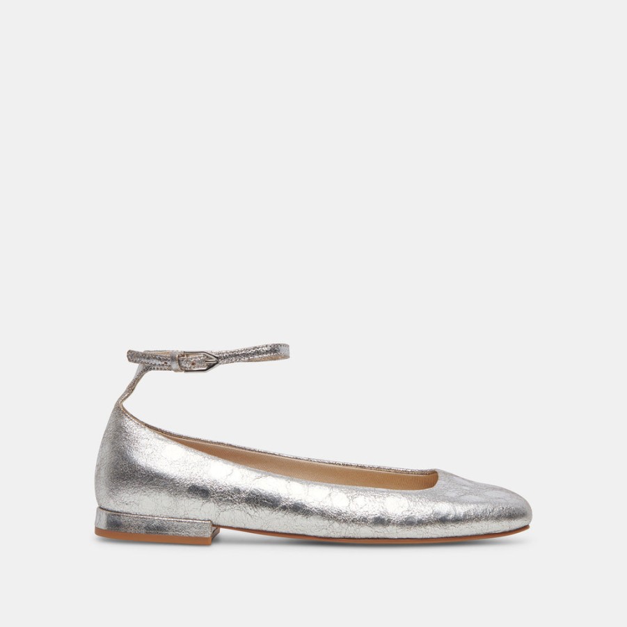 Flats & Loafers DOLCE VITA | Ashya Ballet Flats Silver Distressed Leather