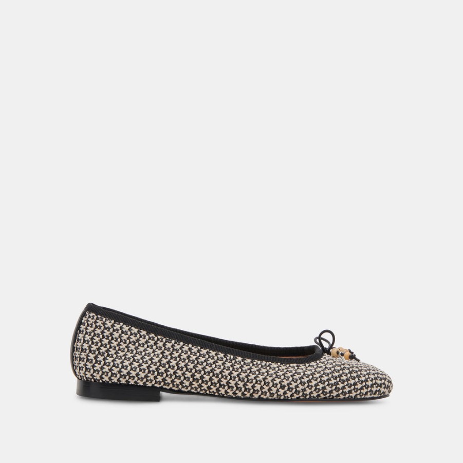 Flats & Loafers DOLCE VITA | Cacy Ballet Flats White Black Raffia